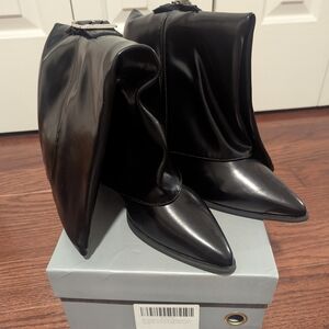 Sleek Black Heeled Boots for Women